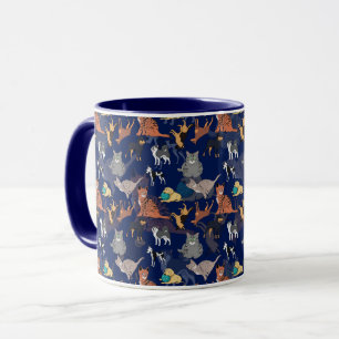 Caneca Gatos E Cachorros Padrão De Design Em Azul