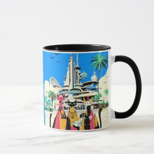 Caneca Gatos em Férias Visitem o Futuro