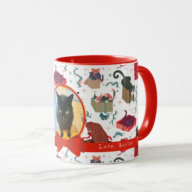 Caneca Gatos Engraçados Em Caixas De Natal Personalizadas (Frente Esquerda)