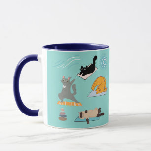 Caneca Gatos Engraçados Em Yoga