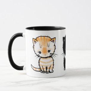 Caneca Gatos Fofos Laranja Tabby Tuxedo Tabby Cinza