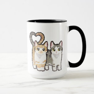 Caneca Gatos Fofos no Coração da Cauda Apaixonados