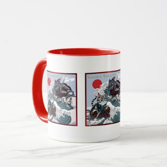 Caneca Gatos Guerreiros Samurai (Frente Esquerda)