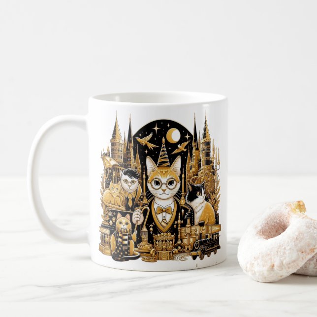 Caneca Gatos Hogwarts (Com Donut)