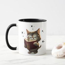 Caneca Gatos legal Vestindo Óculos Lendo Livros