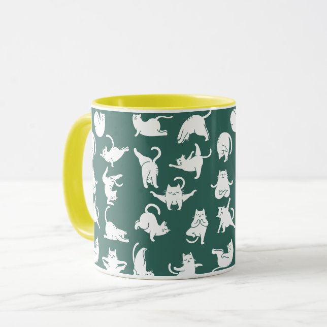 Caneca Gatos Meditantes em Yoga Possuem Mug de Café de Do (Frente Esquerda)