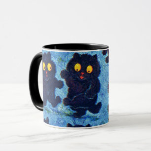Caneca Gatos Negros Dançando à Lua, Louis Wain