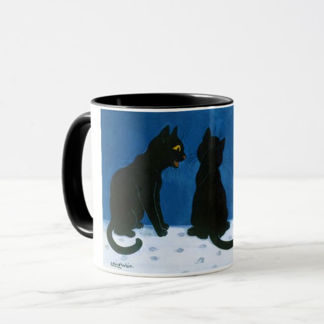 Caneca Gatos Negros na Neve, Louis Wain (Frente Esquerda)