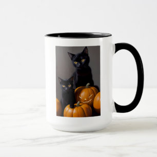 Caneca Gatos Pretos e Abóboras