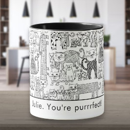 Caneca Gatos Pretos e Brancos Personalizados Modernos