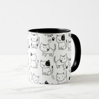 Gatos Rabiscados Fofos Preto e Branco