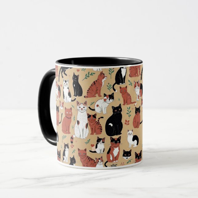 Caneca Gatos Reproduzíveis em Um Fundo De Tan (Frente Esquerda)
