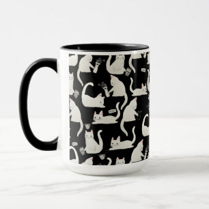 Caneca Gatos ruins batendo as coisas, Gatos brancos em pr