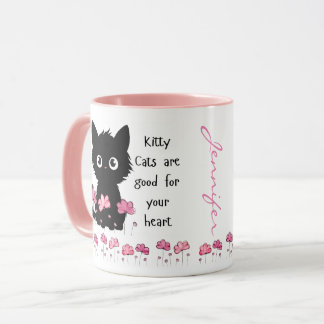 Caneca Gatos são bons para o coração, gatinho preto