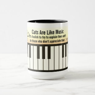 Caneca Gatos São Como Música - Partitura de Teclado de Pi