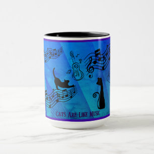 Caneca Gatos São Como Música: Partituras e Guitarras Verd