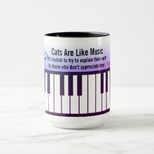 Caneca Gatos São Como Música, Teclado de Piano, Partitura