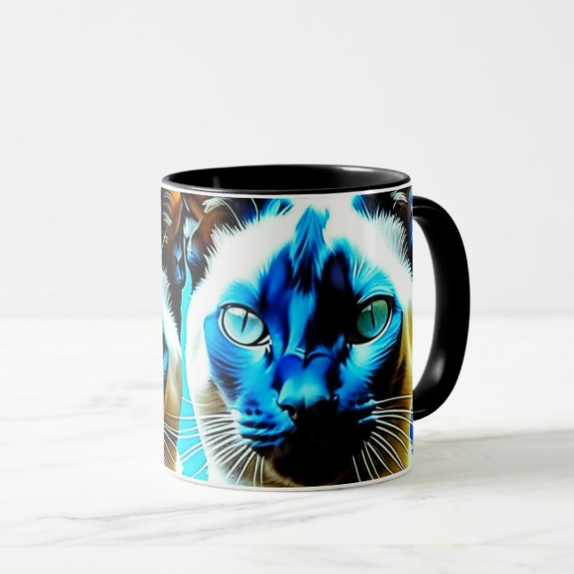 Caneca Gatos Siameses Arte Única (Frente Esquerda)