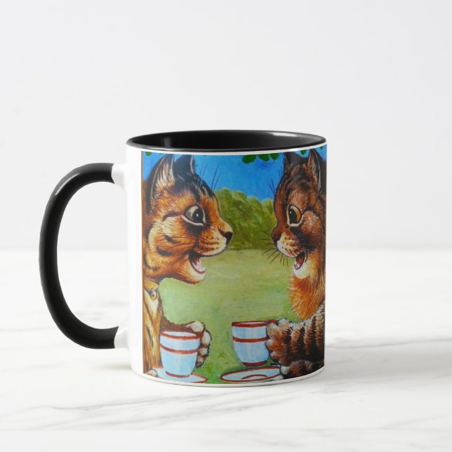 Caneca Gatos Spilhando a Pintura do Chá por Louis Wain (Esquerda)