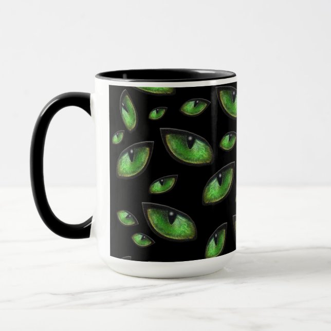 Caneca Gatos Verdes Olhos, Café Mug (Esquerda)