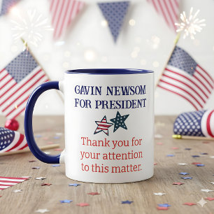 Caneca Gavin Newsom para Presidente   Obrigado pelo seu