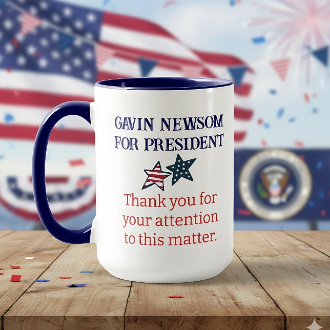 Caneca Gavin Newsom para Presidente | Obrigado por seu  (Criador carregado)