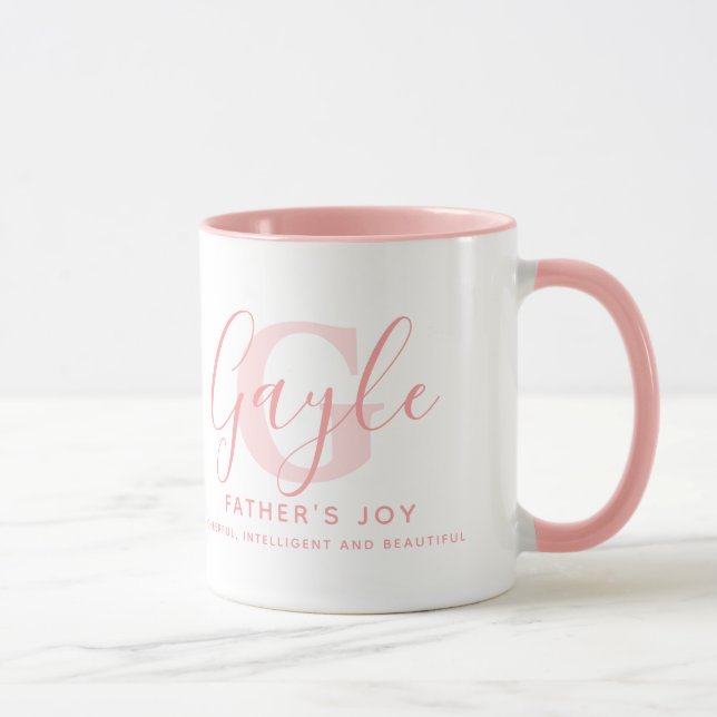 Caneca Gayle name meaning and monogram soft pink text (Direita)