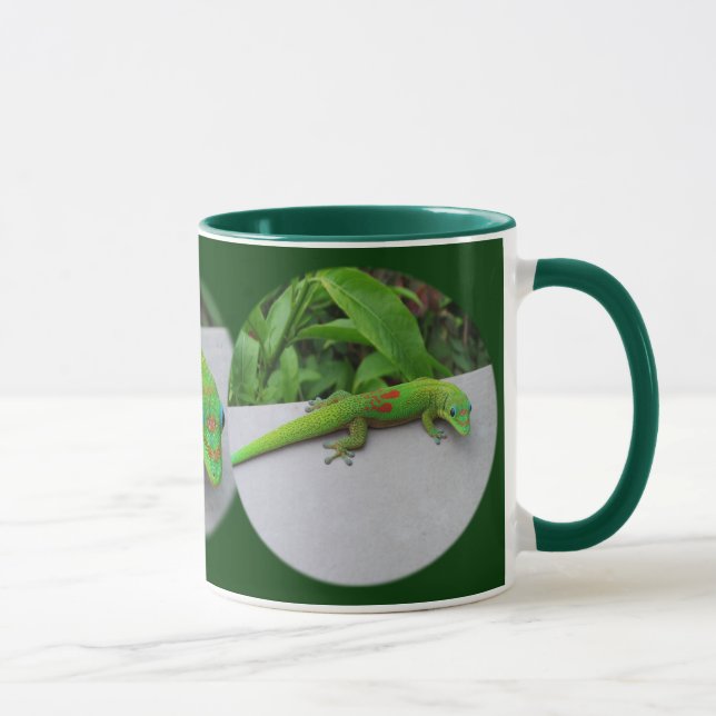 Caneca Gecko do Dia da Pó Dourada - Audiência e Consiga a (Direita)