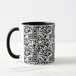 Caneca Geek Abstrato de código QR personalizável preto e 