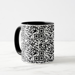 Caneca Geek Abstrato de código QR personalizável preto e