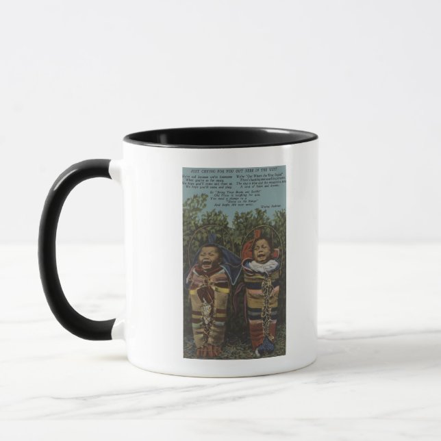 Caneca Gêmeos indianos em apooses e "apenas chorando �" (Esquerda)