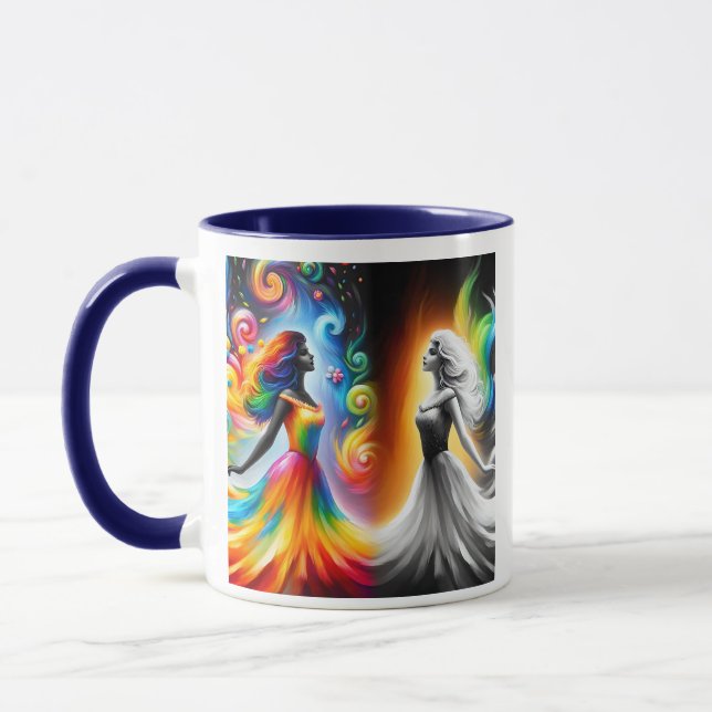 Caneca Gemini Gêmeos Cor e Horóscopo Negro e Branco (Esquerda)