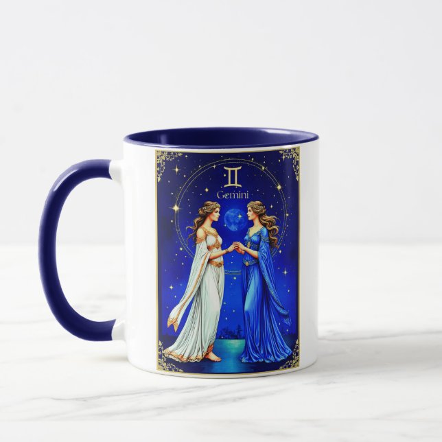 Caneca Gemini gêmeos sob um céu estrelado (Esquerda)