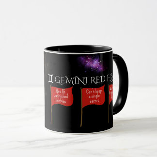 Caneca Gemini Red Flags Astrology Mug | Zodiac Gift Engra