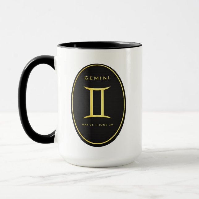 Caneca Gemini Zodiac Gold Oval Emblem Mug | Luxury Astrol (Esquerda)