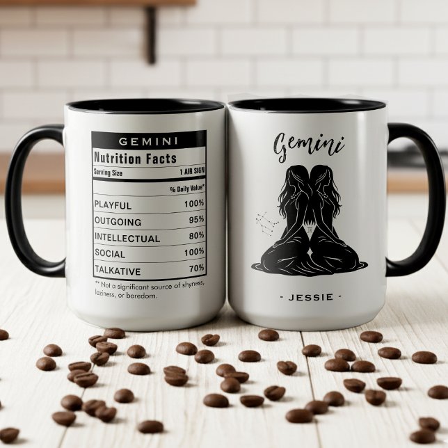 Caneca Gemini Zodiac Sign Astrology Nutrition Facts (Gemini Zodiac Sign Astrology Nutrition Facts Mug
)