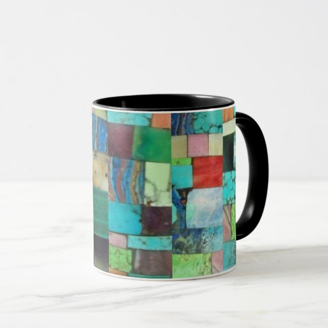 Caneca Gemstone Inlay Olha Mosaico Mug Turquoise Opal (Frente Esquerda)