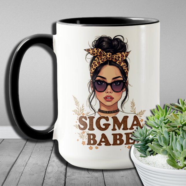 Caneca Gen Z Vibes Sigma Babe GenZ Leopard Messy Bun (Criador carregado)