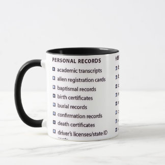 Caneca Genealogy Records Mug