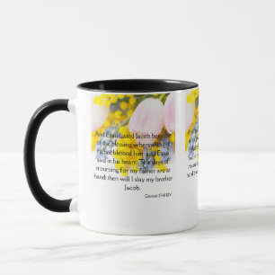 Caneca Gênesis, 27:41 KJV - Escritura de Bíblia, dois ton