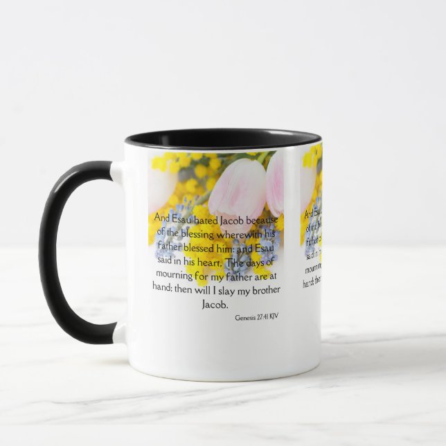 Caneca Gênesis, 27:41 KJV - Escritura de Bíblia, dois ton (Esquerda)