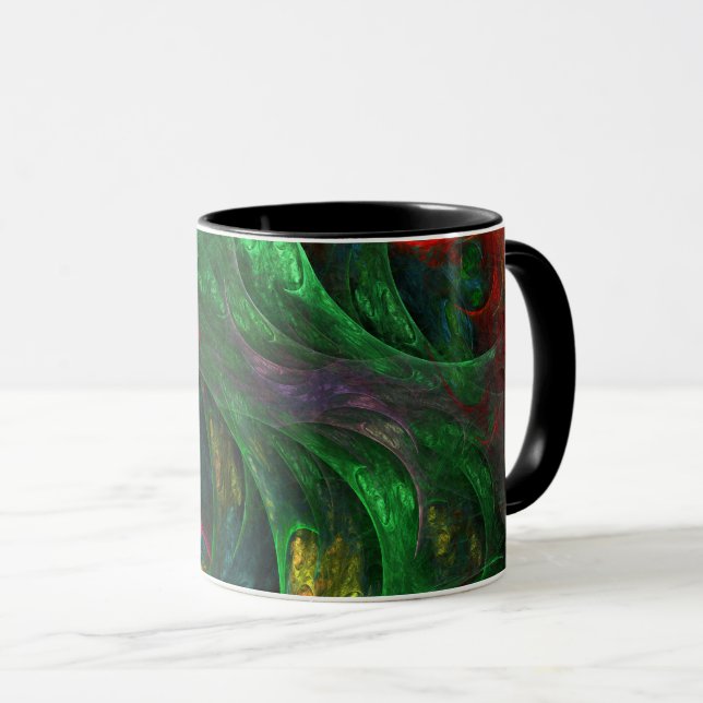 Caneca Gênesis Abstrato de café verde (Frente Esquerda)