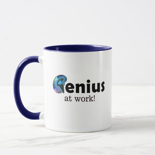 Caneca Genius at work, Customizable Text Office Mug (Esquerda)