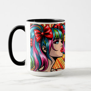 Caneca Gente de banda desenhada de Pop bonito com Arcos