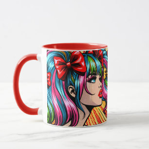 Caneca Gente de banda desenhada de Pop bonito com Arcos
