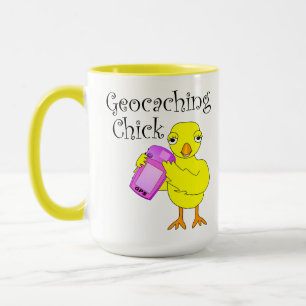 Caneca Geocaching de Texto Curvo do Pintinho