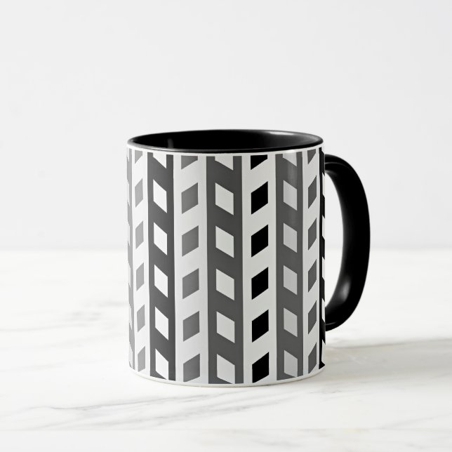 Caneca Geometric Design, gray, black, white, (Frente Esquerda)
