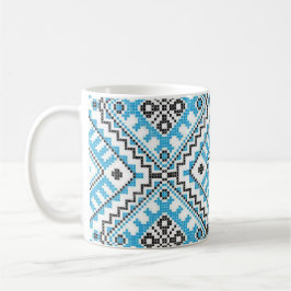 Caneca geométrica azul do bordado de Vyshyvanka do