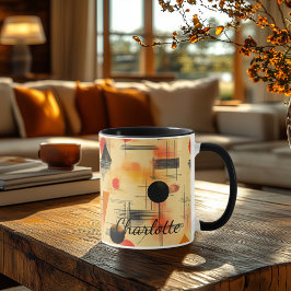 Caneca Geométrica de Outono Abstrata - Retro Perso