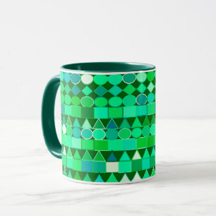 Caneca Geométrica Tribal Moderna, Emerald Green e Aqua